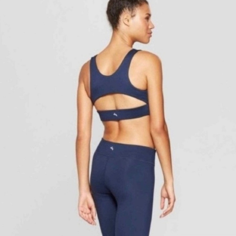 JoyLab Blue & Red CrissCross V-Neck Sports Top